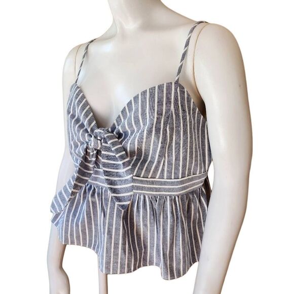 NWT English Factor Blue & White Striped Peplum Tank Top (L) - Picture 5 of 9